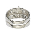 18K 14K 10K 925 Silver Micropave Tri Set Wedding Ring Fashion Jewelry